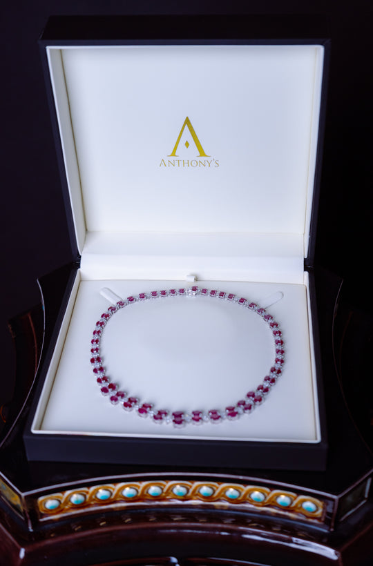Burmese Ruby and Diamond Necklace by Oscar Friedman