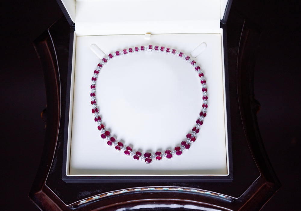 Burmese Ruby and Diamond Necklace by Oscar Friedman