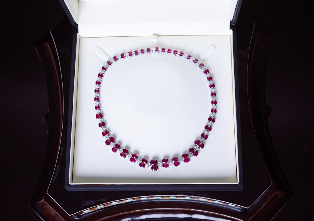 Burmese Ruby and Diamond Necklace by Oscar Friedman