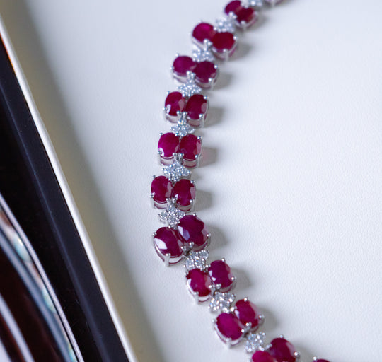Burmese Ruby and Diamond Necklace by Oscar Friedman