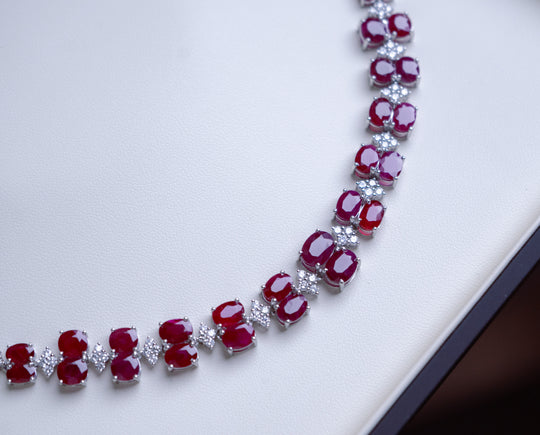 Burmese Ruby and Diamond Necklace by Oscar Friedman