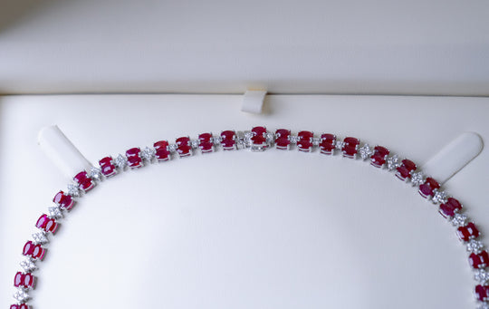 Burmese Ruby and Diamond Necklace by Oscar Friedman