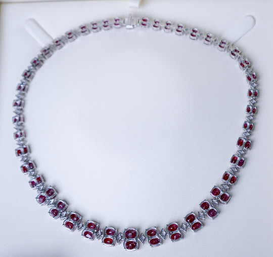Burmese Ruby and Diamond Necklace by Oscar Friedman