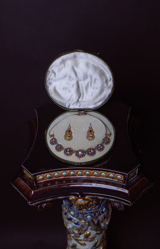 18 Karat Gold and Multi-Stone Demi-Parure European