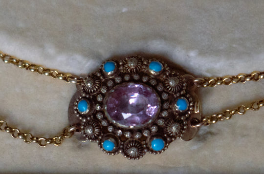 18 Karat Gold and Multi-Stone Demi-Parure European