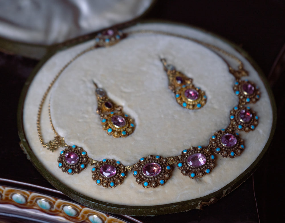 18 Karat Gold and Multi-Stone Demi-Parure European