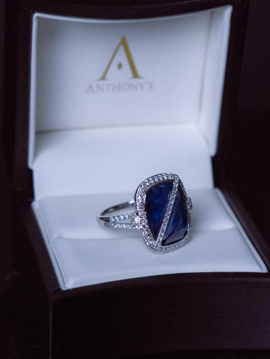 Sri Lankan Sapphire and Diamond Ring