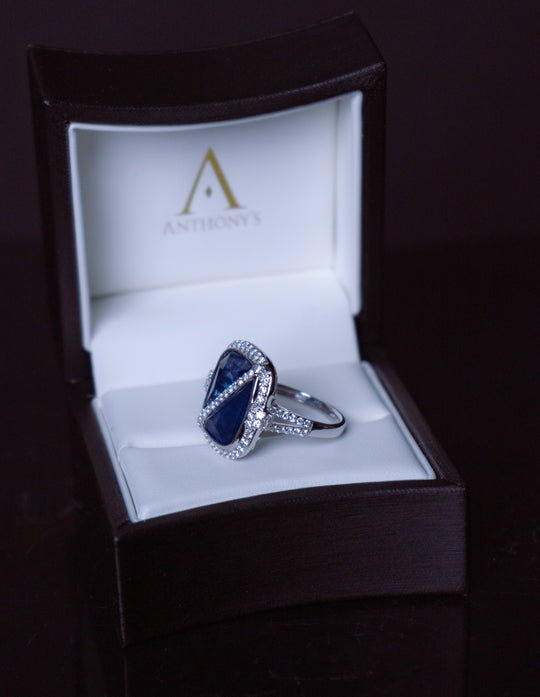 Sri Lankan Sapphire and Diamond Ring