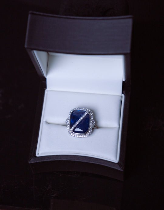 Sri Lankan Sapphire and Diamond Ring