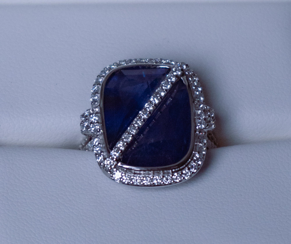 Sri Lankan Sapphire and Diamond Ring