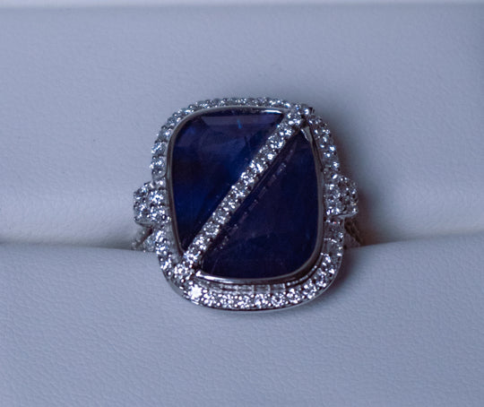 Sri Lankan Sapphire and Diamond Ring