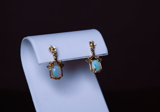 Opal and Diamond Pendant Earrings