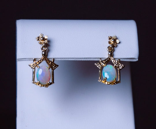 Opal and Diamond Pendant Earrings