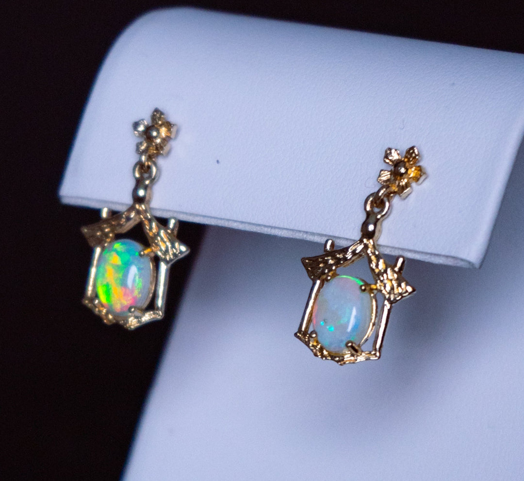 Opal and Diamond Pendant Earrings