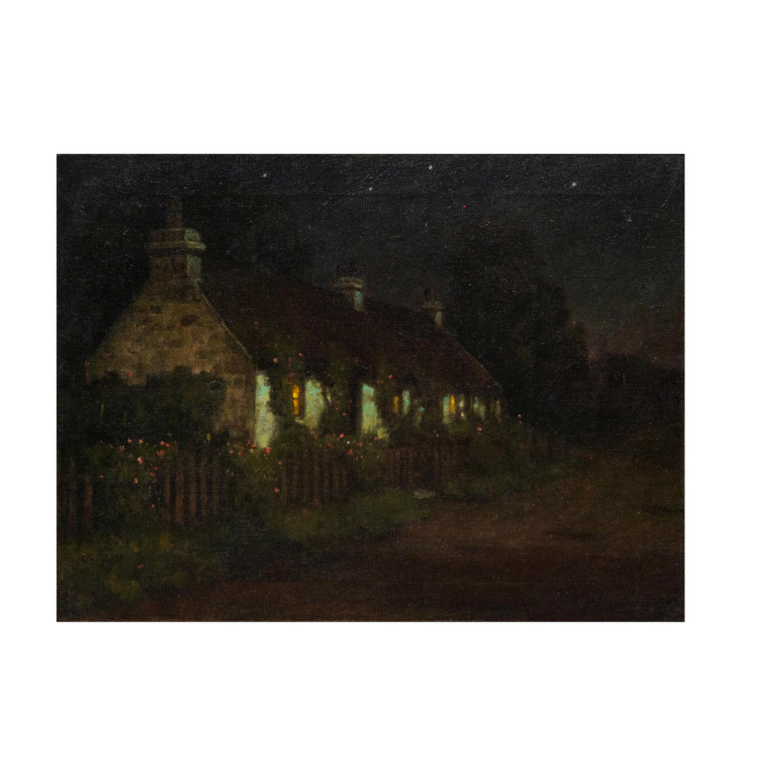 Cottages in Nocturnal Landscape by Nellie Durfee