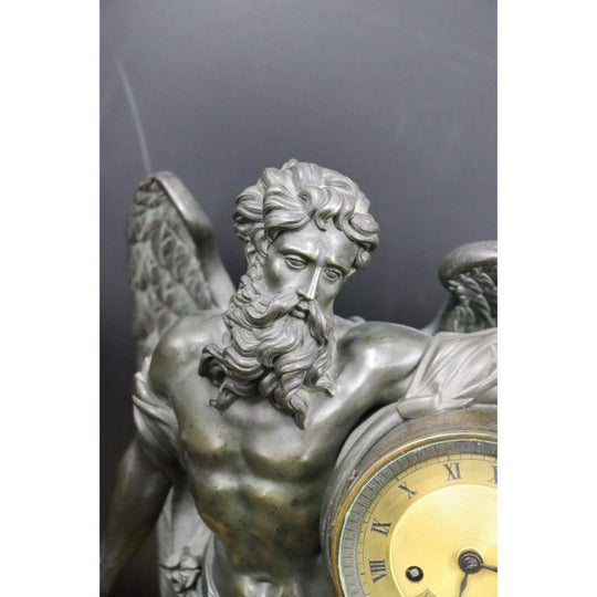 A French Bronze Mantel Clock: Chronos with Scythe