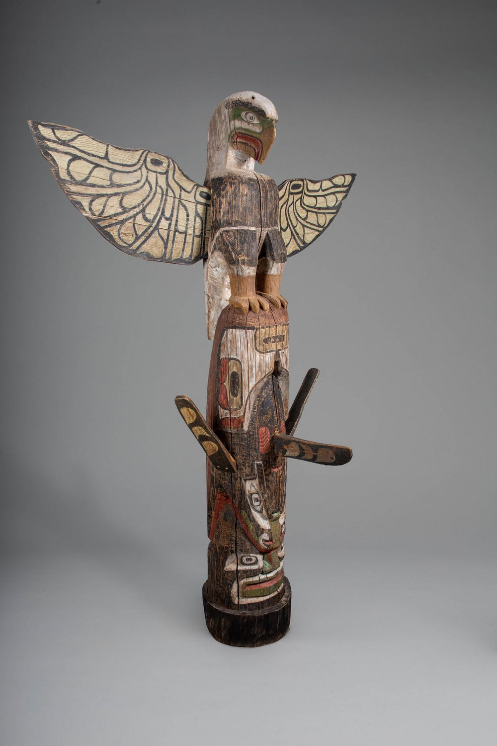 Monumental Totem Pole with Eagle, Killer Whale, and Human Figure
