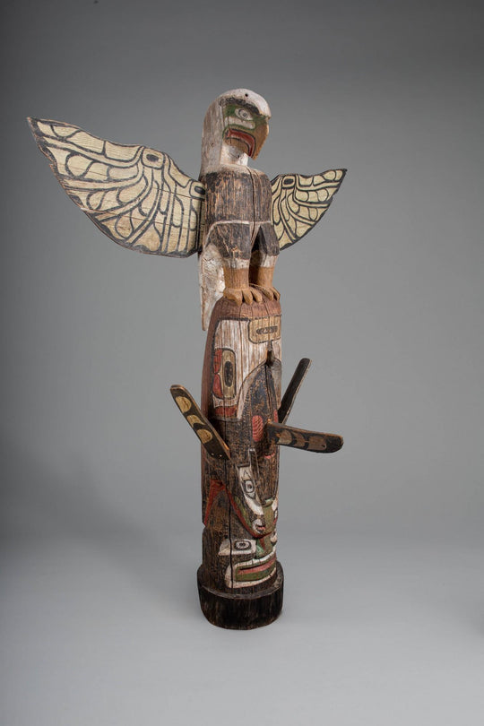 Monumental Totem Pole with Eagle, Killer Whale, and Human Figure