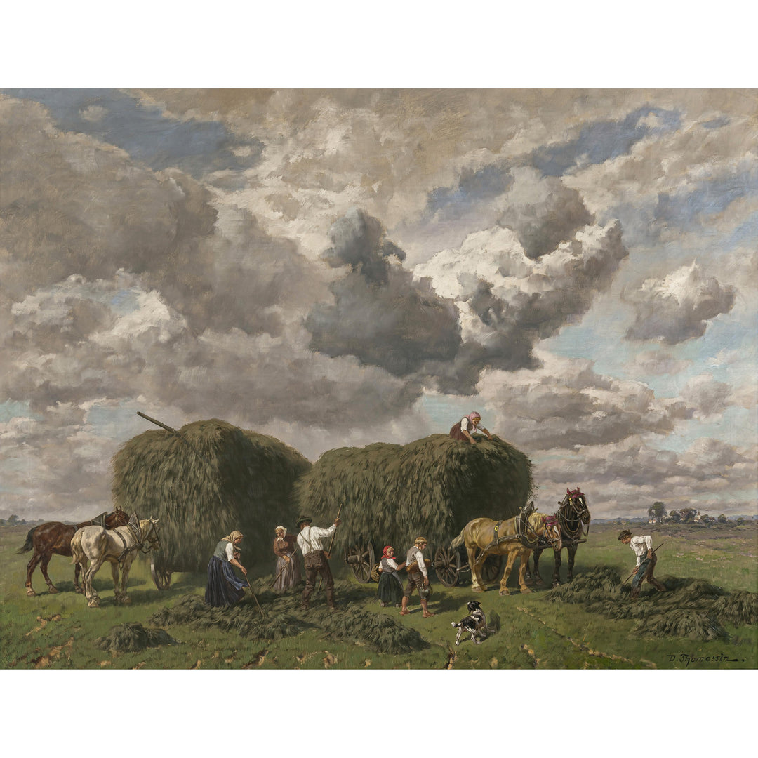 Peasants Harvesting Hay by Désiré Thomassin