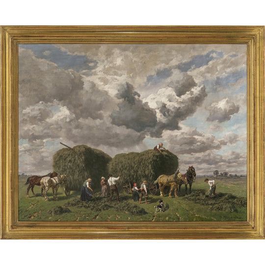 Peasants Harvesting Hay by Désiré Thomassin