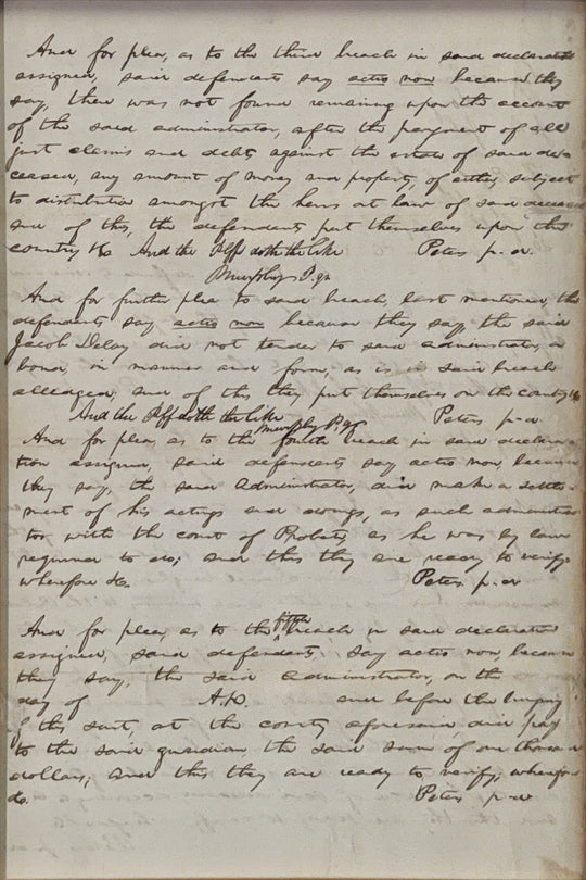 ABRAHAM LINCOLN, Autograph Document, Pleas in People for the use of Delay v. Caughron et al., May 1850, Danville, Illinois