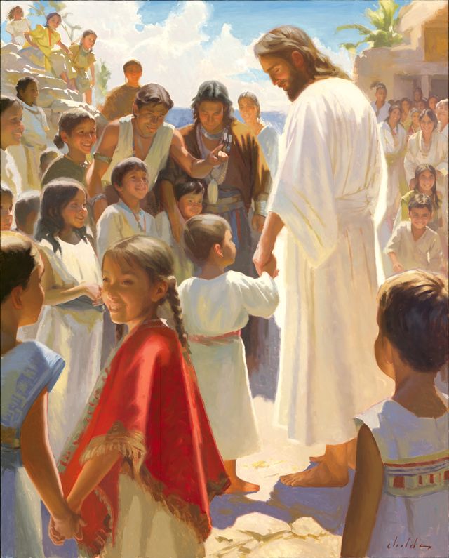 Jesus Stood in the Midst (Christ and the Nephite Children) by Casey Childs