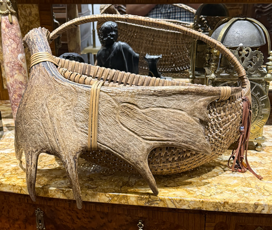 Native American Basket with Moose Antler