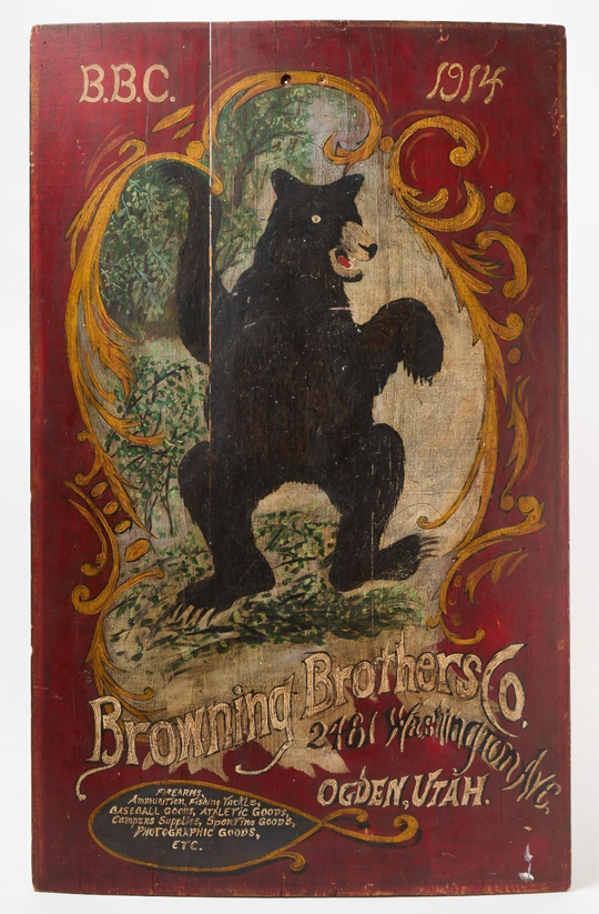 Browning Brothers Co. Trade Sign with Black Bear
