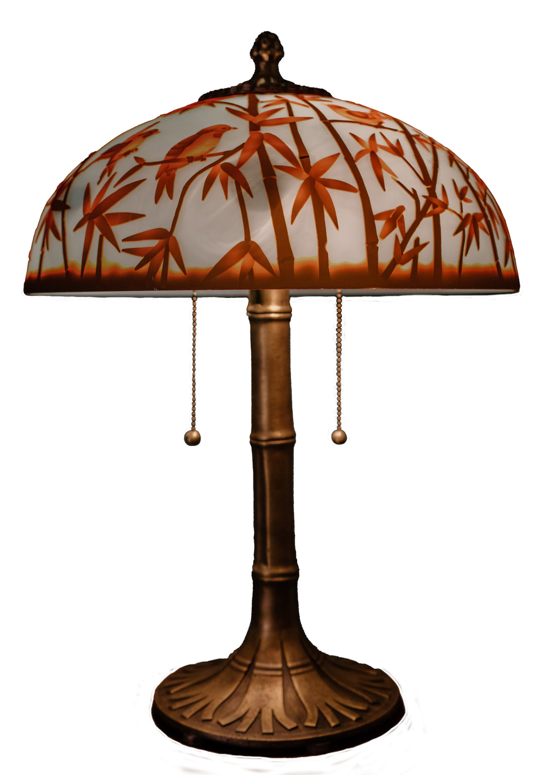 Exceptional American Cameo Glass Lamp in the Manner of Tiffany c. 1910 with Matching Base
