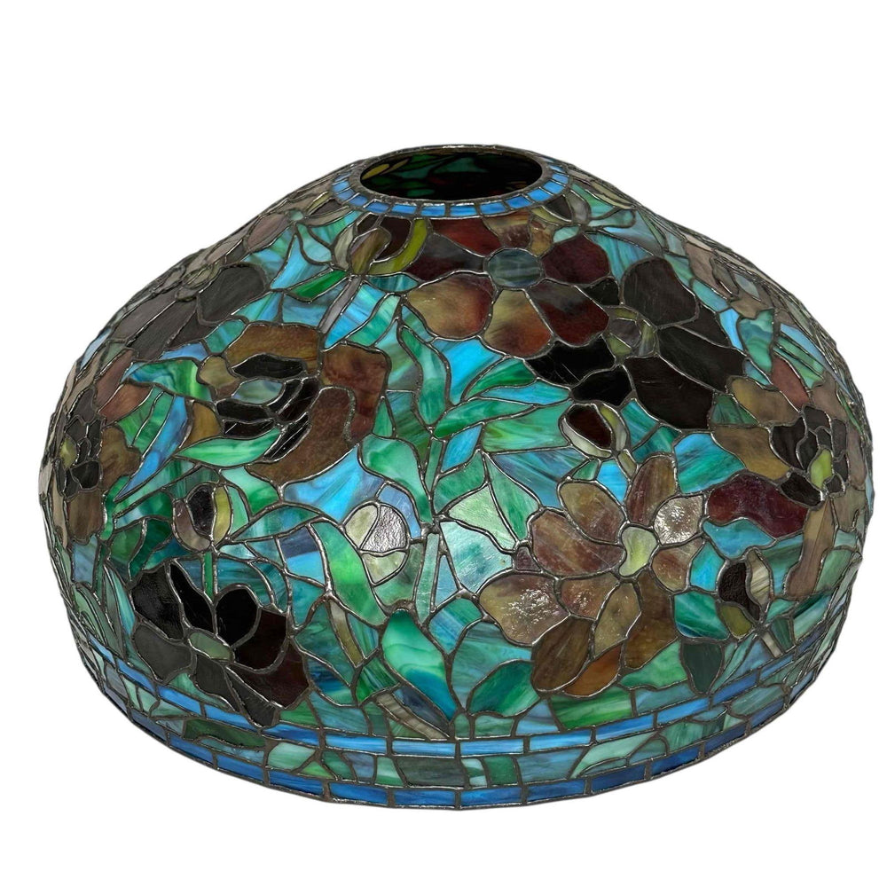 Peony Leaded Glass Lamp on Cat's Paw Base After Tiffany Studios