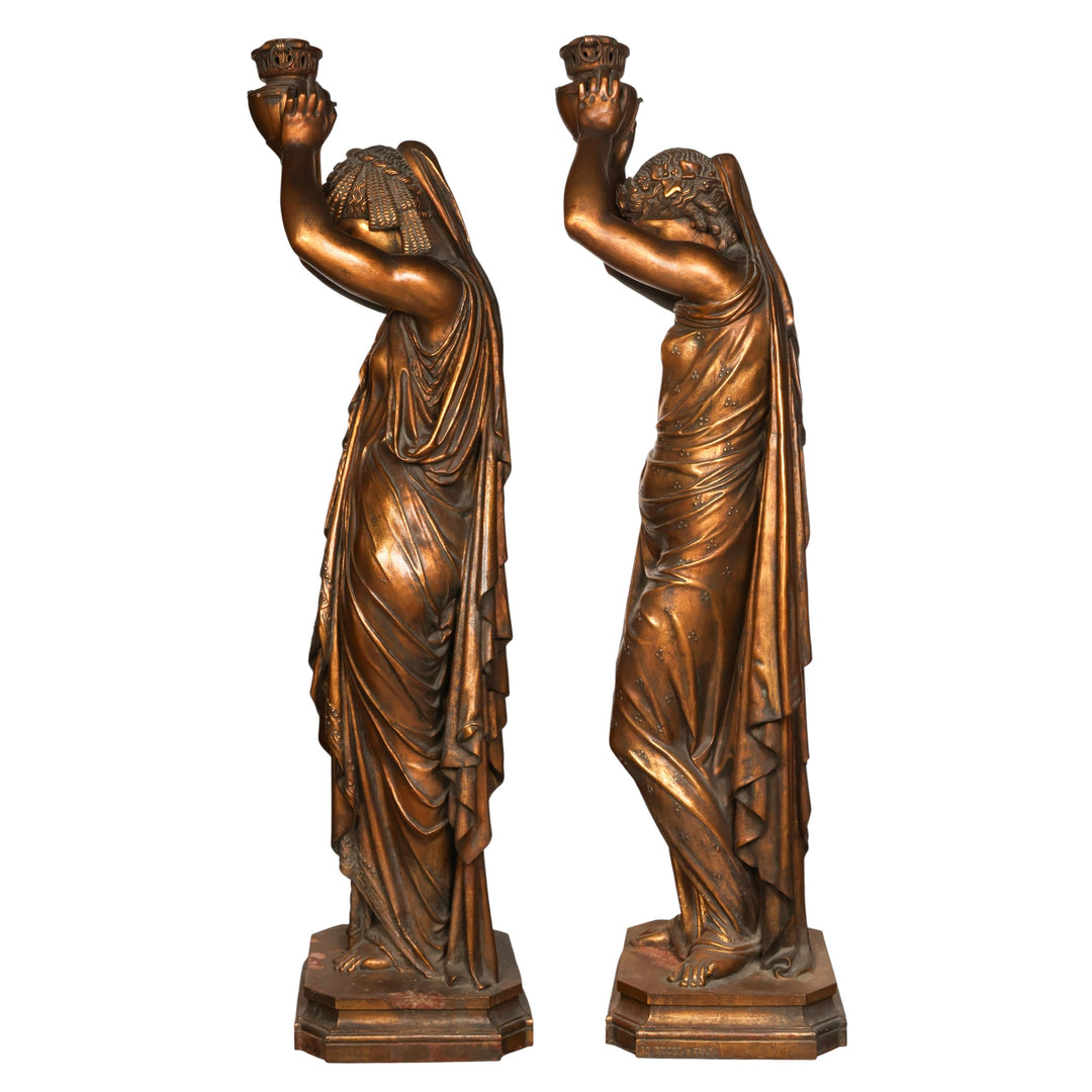 Pair of Neoclassical Figural Torchieres by J.J. Ducel Fils