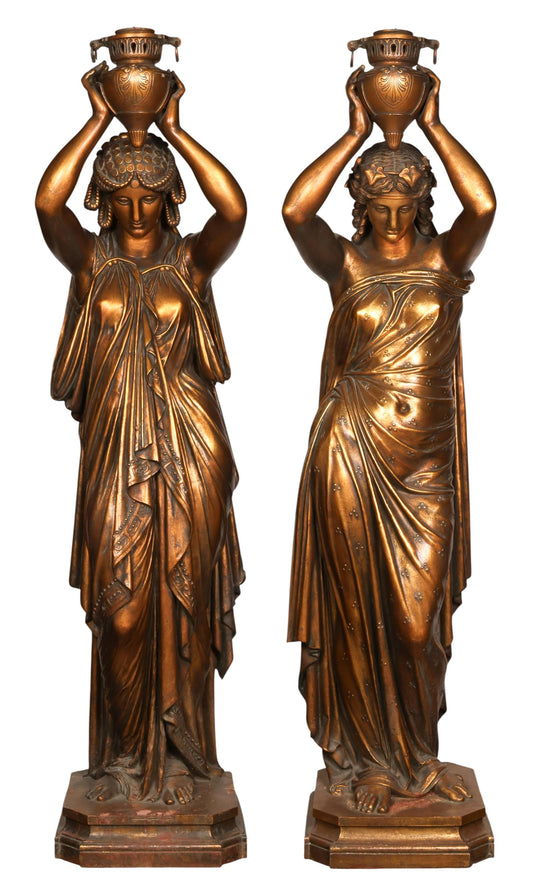 Pair of Neoclassical Figural Torchieres by J.J. Ducel Fils