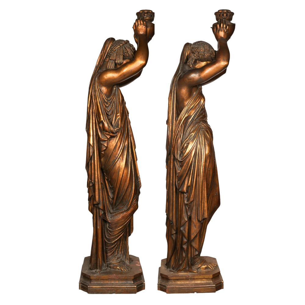 Pair of Neoclassical Figural Torchieres by J.J. Ducel Fils