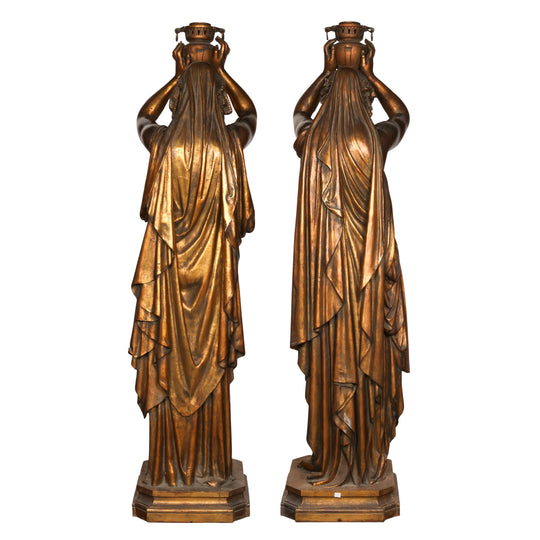 Pair of Neoclassical Figural Torchieres by J.J. Ducel Fils