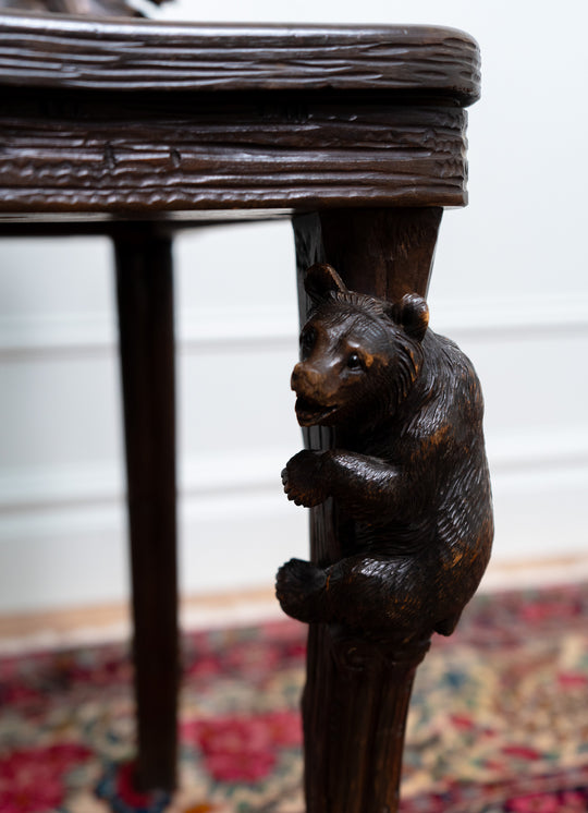 Pair of 19th Century Carved Linden Wood Black Forest Bear Chair