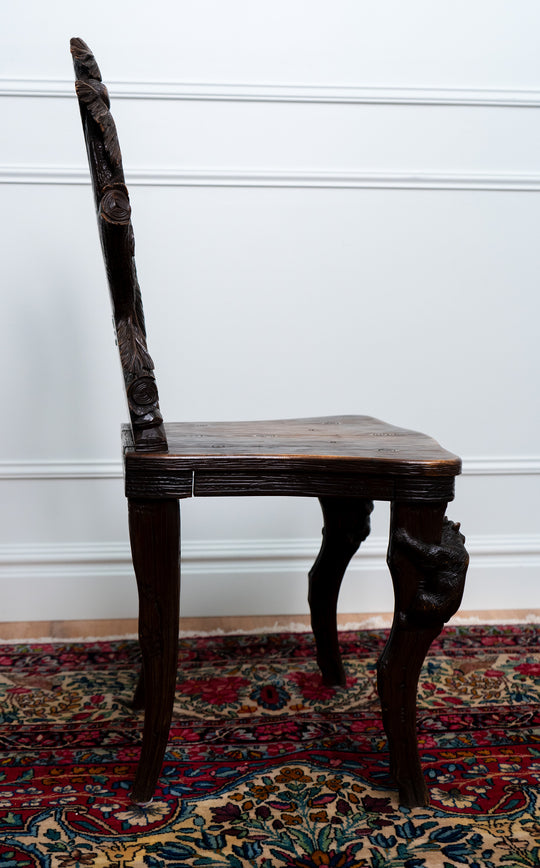 Pair of 19th Century Carved Linden Wood Black Forest Bear Chair