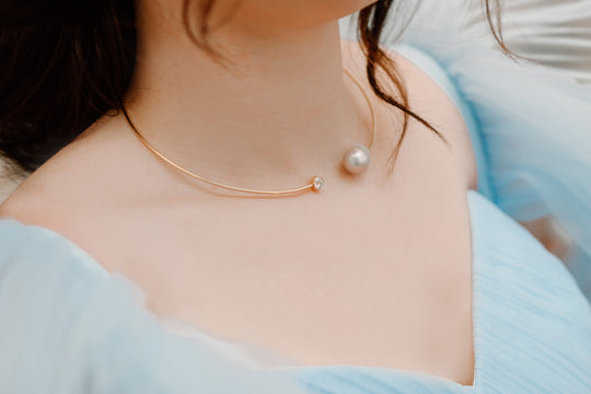 Diamond and Pearl Cuff Necklace