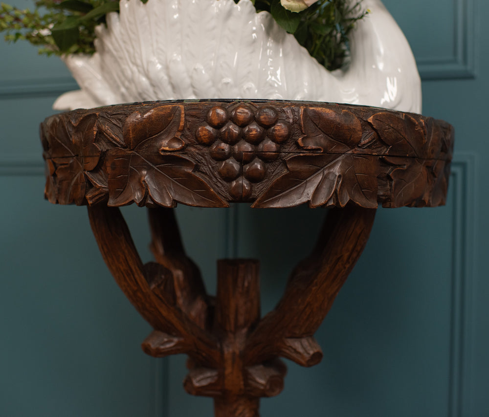 Black Forest Carved Wood Stand with Tray