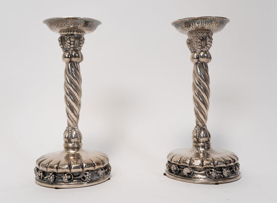 Pair of Shabbat Sterling Silver Candlesticks