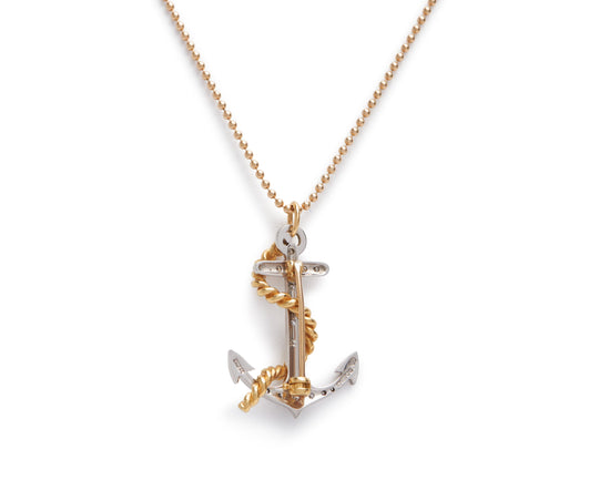 Vintage 18KT and Diamond Anchor Pendant Brooch