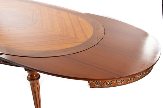 Louis XVI Style Parquetry Dinner Table with Ormolu Mounts (c. 1960)