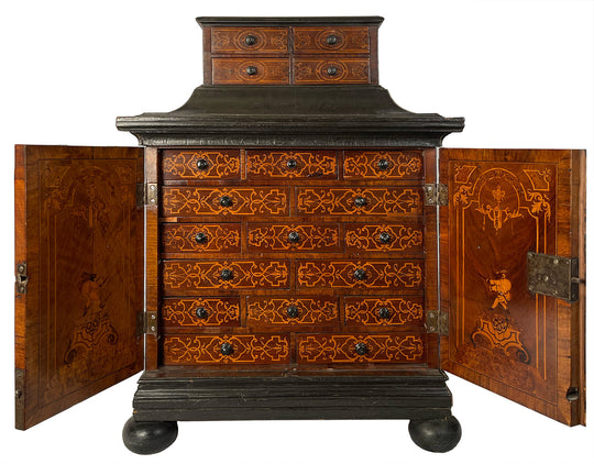 18th Century Dutch Marquetry Jewelry Cabinet