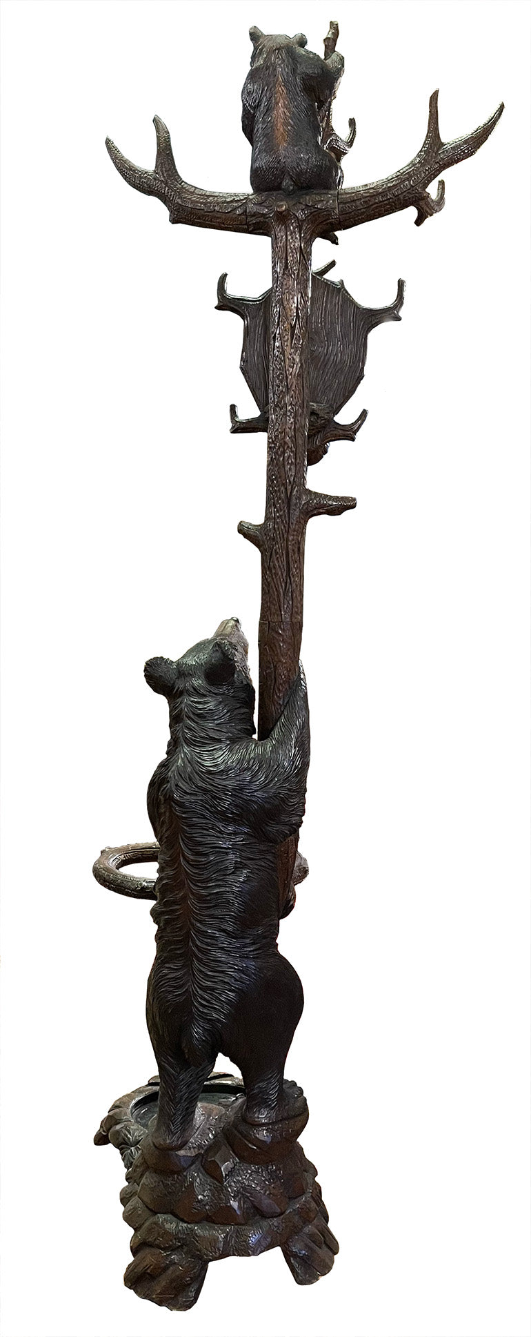 Black Forest Carved Bear Hat and Stick Stand
