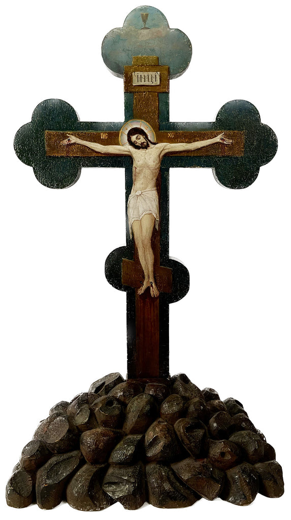 A Fine and Important Painted Wood Icon Crucifix – Anthonys Fine