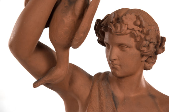 Italian Terracotta Figures of Hunting and Fishing (Cacciatore e Pescatrice)