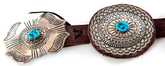 Navajo Silver and Turquoise Concho Belt