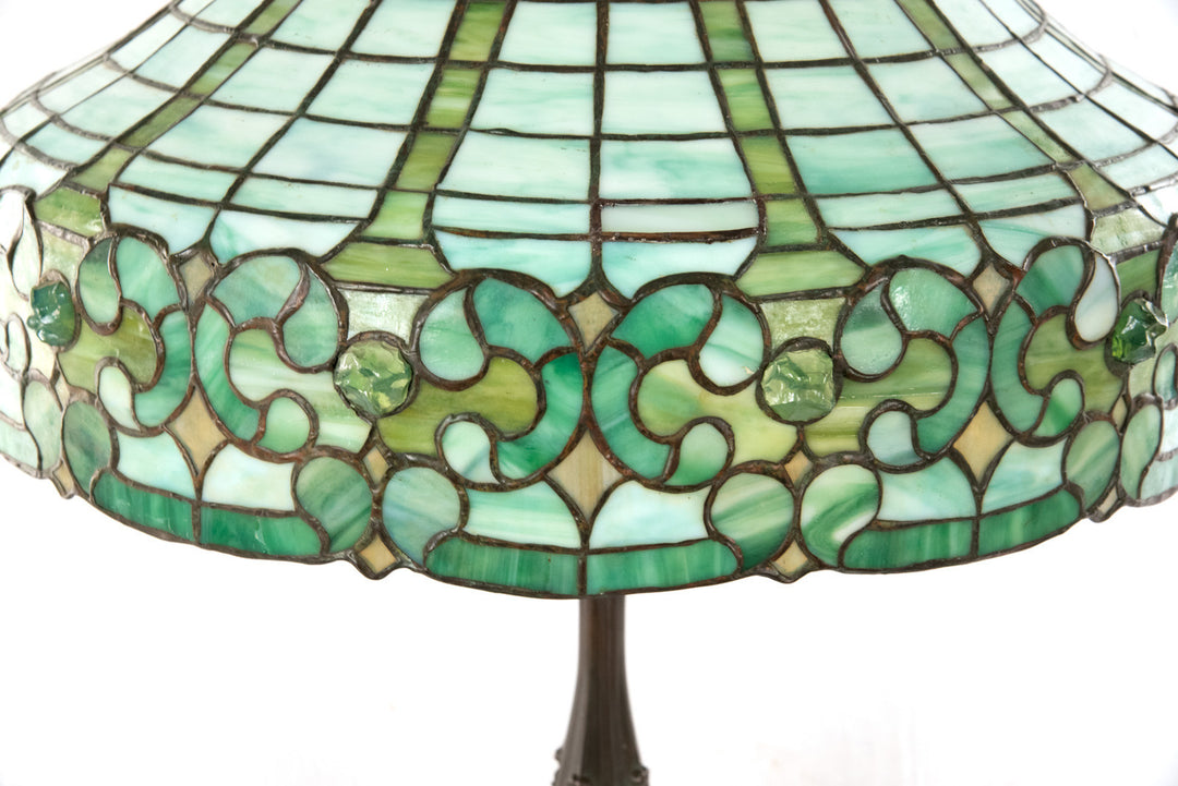 Stained Glass and Bronze Table Lamp