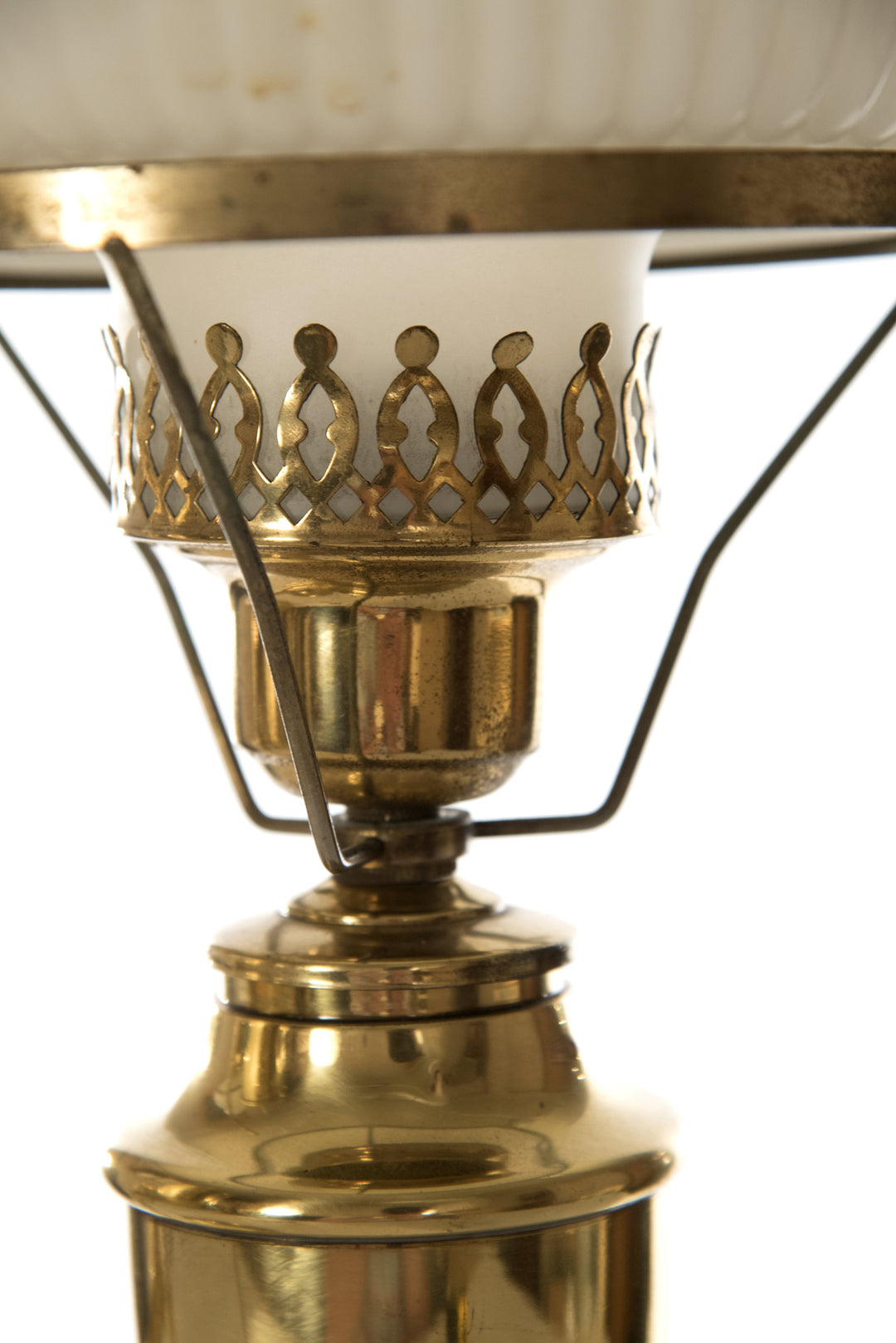 19th Century White Ribbed Case Glass Double Student Lamp
