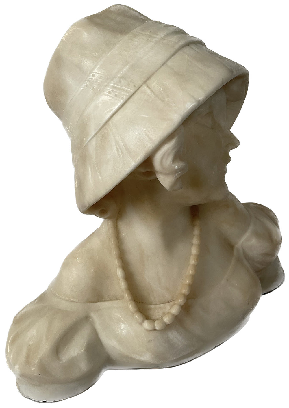 19th c. Alabaster Bust of Young Girl