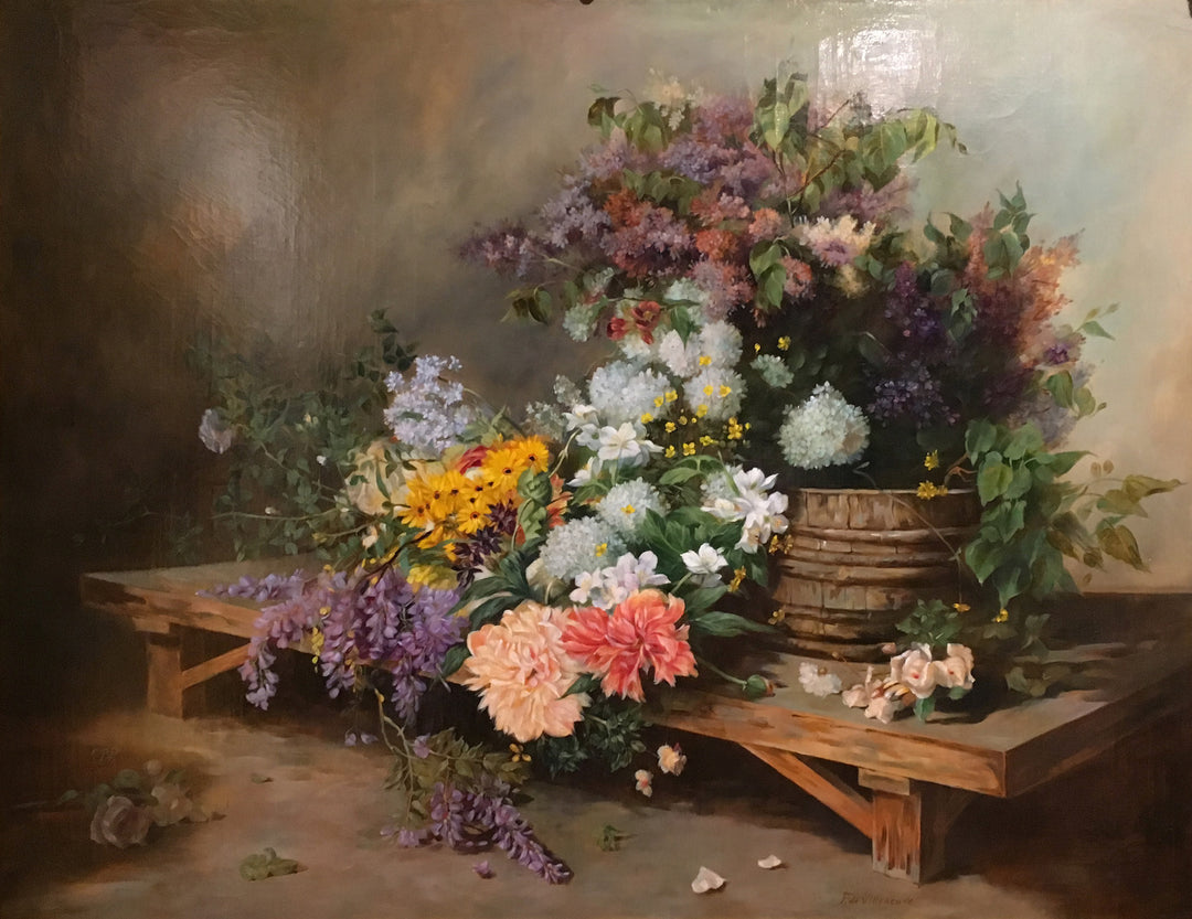 Still Life of Wild Flowers by F. de Villeneuve